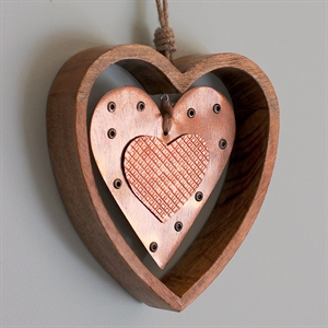 Picture of Wood and Copper Heart Wall Decor
